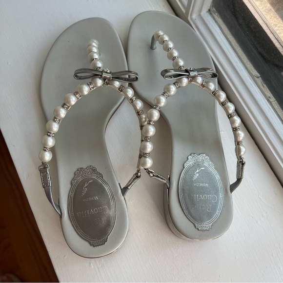 Rene Caovilla Crystal Pearl Thong Sandals women’s size 6 - Picture 3 of 12